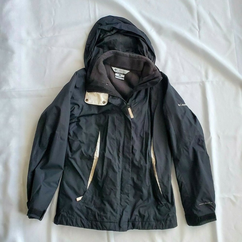 Columbia Omni-Shield Interchange Windbreaker Jacket Women's Size Small Black EUC